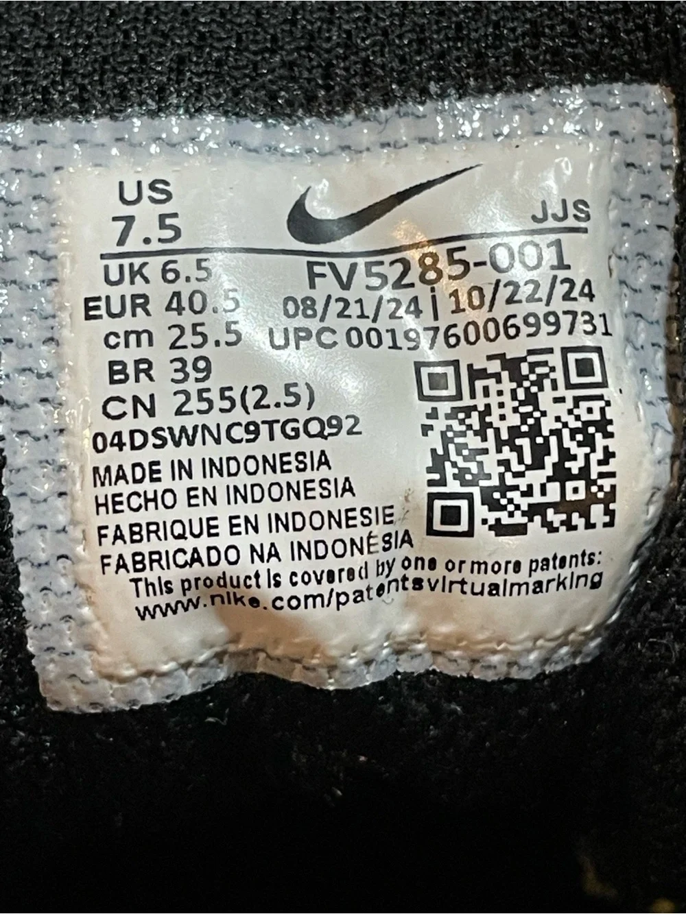Nike Promina M Sz 7.5 W Sz 9 Athletic Running Walking Shoe Black FV5285-001
